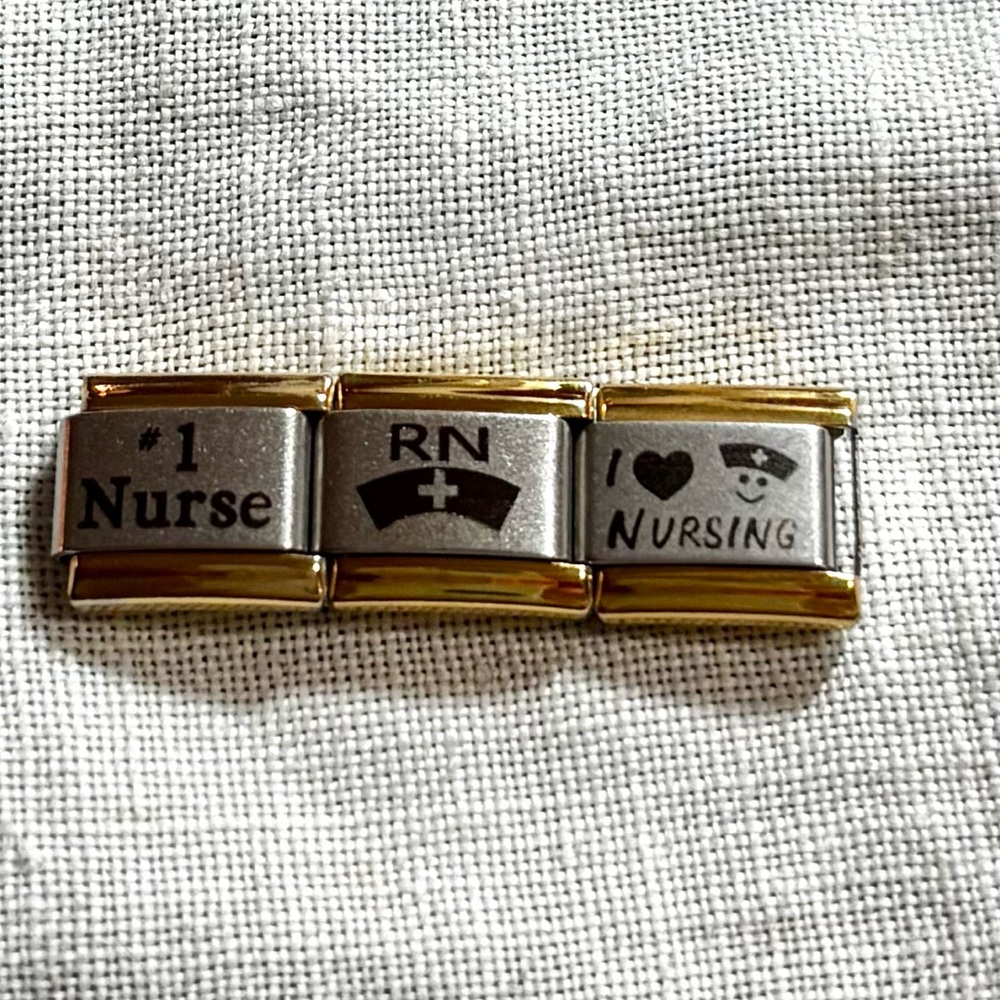 Y2K Uberry Italian Bracelet Gold and Silver Nurse Charm Links Set of 3 ❤️ Nurses